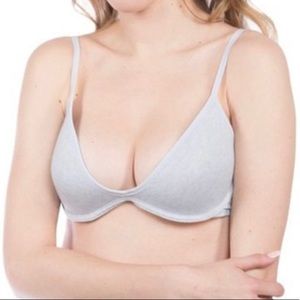 Sexy Comfortable Gray T-shirt Push Up Sports Lightly Padded Bra With Molded Cups